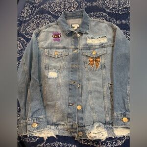 Forever 21 Blue Jean Jacket with Patches